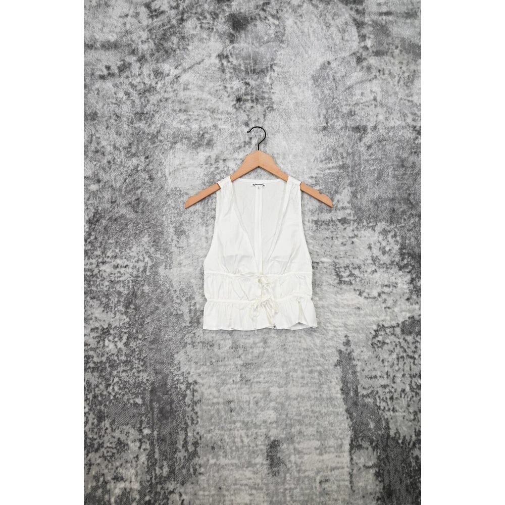 Reformation White Tie Front Sleeveless Blouse Tank Top Size 0